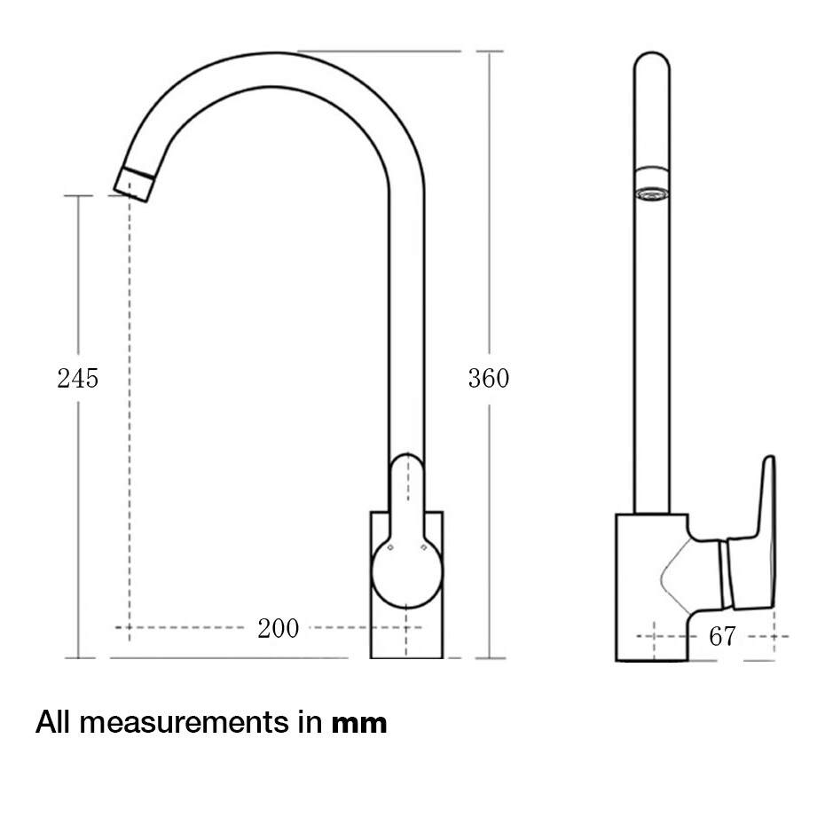 Outlet Stainless Steel Swan Neck Kitchen Sink Taps Swivel Single Lever