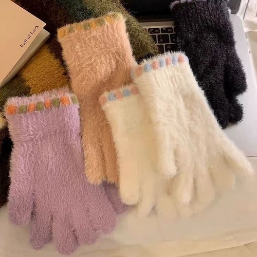 Touch Screen Mink Velvet Gloves Elastic Thicken Gloves For Girls Winter - Picture 7 of 17