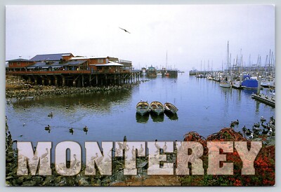 Postcard California Monterey Foggy Day Three Boats 5C
