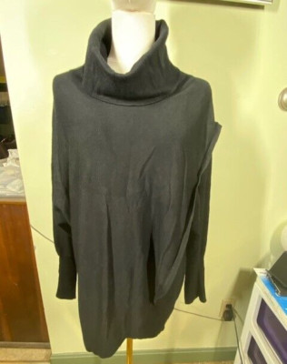 Joseph A Qu'est-Ce Que C'est Silk? Women Sz L Black Cowl Neck Long Sleeve Blouse