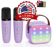 M quina de karaoke para ni os con 2 micr fonos Regalos de karaoke P rpura US NEW