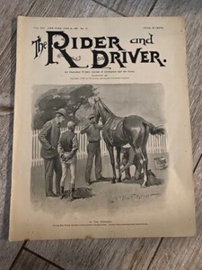 RIDER & DRIVER June 26, 1897 ANTIQUE RARE: SADDLEBRED,  134 YEARS OLD!!