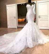 Mermaid Tulle Wedding Dresses Bridal Gowns For Women Appliques Lace Beads