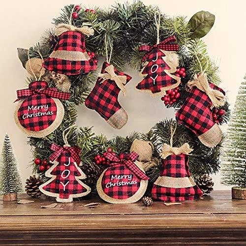 Christmas Decorations Indoor Tree Ornaments 8pcs Red Black