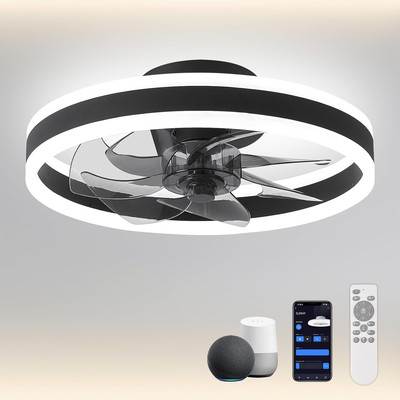 16'' Smarte Deckenventilatoren mit Beleuchtung kompatibel mit Alexa und Google Assistant, 