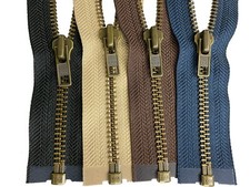 YKK 7 Antique Brass Metal Separating Zippers for Heavy Duty Jacket Made in USA