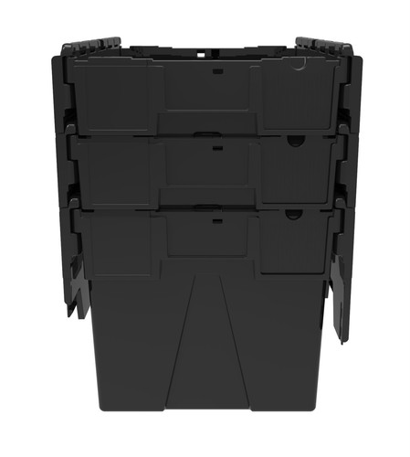10 x NEW BLACK 65 Litre Plastic Storage Boxes Containers Crates Totes with Lids - Picture 3 of 6