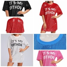 Women Skirt Birthday Dress Casual Clubwear Summer Sequins Above Knee Shirt Fit