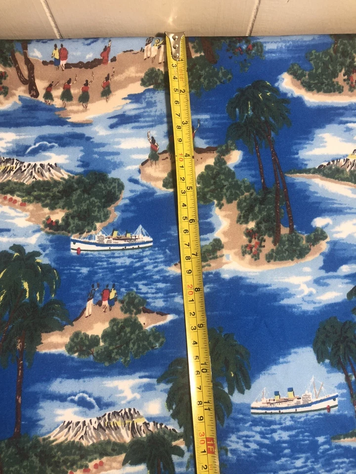 Tela tejida elástica bidireccional con estampado de isla tropical/crucero de 2,5 yardas 60" Foto 2 de 2