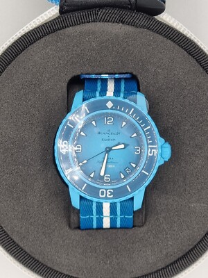 blancpain x swatch bioceramic scooba fifty fathoms blue lagoon