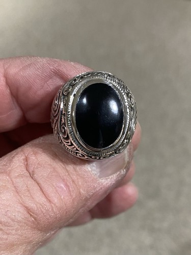 Black Onyx and Sterling Ring