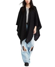 Steve Madden Women's Open Front Solid Boucle Lurex Cape Sweater Size One