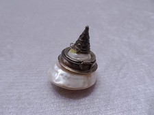 Antike Perlmutt Muschel Dose - Vintage um 1900 - Metallmontierung - 3,5 cm