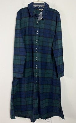 Soft Surroundings Women s Had Me At Plaid Long Sleeve Knit Shirtdress   Green MP