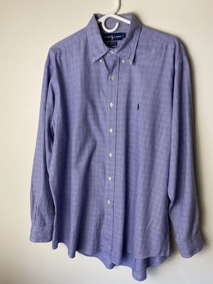 PACOTE Camisa social masculina Ralph Lauren 16,5 e 17 listrada branca/preta - Imagem 2 de 4