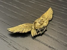 Antique Military Eagle Gold Bronze Pin Badge To Identify