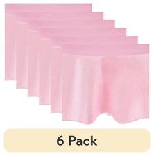 6 PCS Round 84" Light Pink Plastic Table Cover