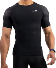 Men's Compression Shirt - Black Athletic Base Layer for Workouts, Large