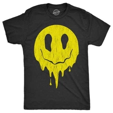 Mens Dripping Smile T Shirt Funny Melting Smiling Face Tee for Guys