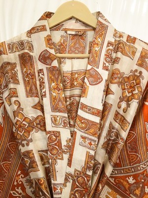 Reine Seide Off-White Kimono Lang Morgenmantel Kleid Mädchen Damen Seide...