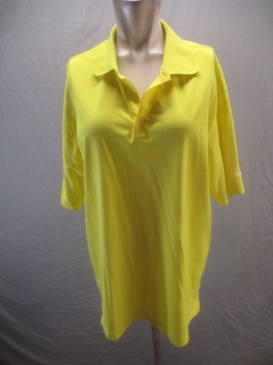 Nike Golf Size L Mens Yellow Short Sleeve Collared Buttons Activewear Polo 194