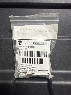 25- FC, F-Conn Industries Coax Connector DB59U, Sealed1 Bag, Free US Ship