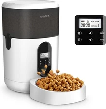 Smart Automatic Cat Feeder, 4L Timed Pet Feeder for Cats with LCD White 