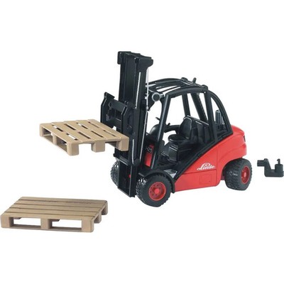 Bruder 02511-Linde Gabelstapler H30D mit 2 Paletten, ab 4-12 Jahren, Maße: 29 x 