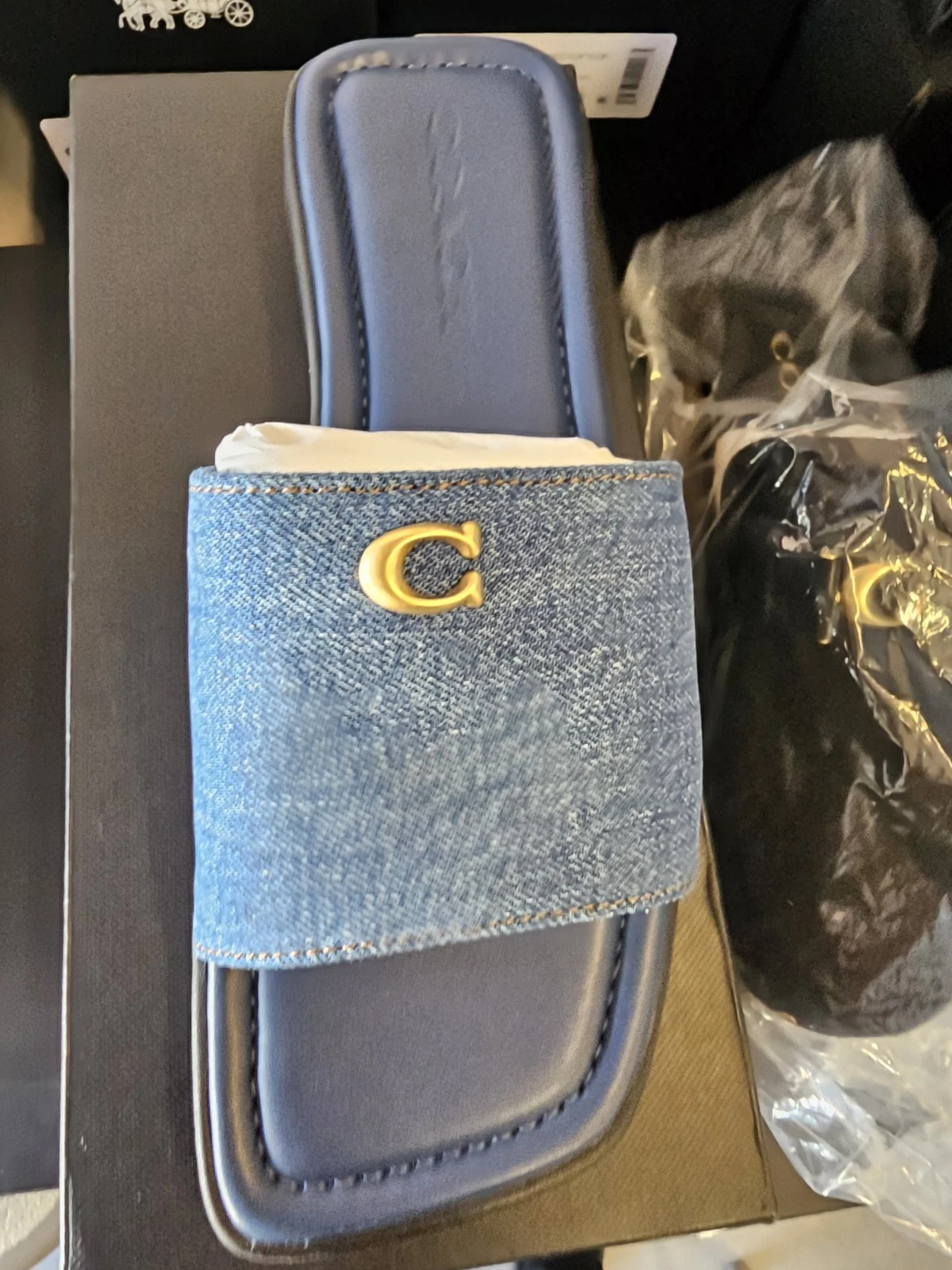 COACH Florence Denim Sandals Women's Size 7 B Deep Blue CAR62