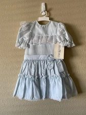 Vintage Mini World Blue Prairie Dress 4 Lace Ruffles Party NWT