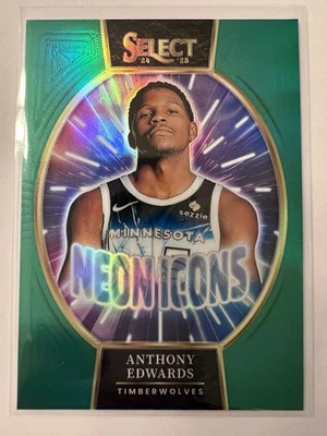 Anthony Edwards 2024-25 Select Neon Icons Green Prizm #19 Timberwolves - Bild 1 von 2