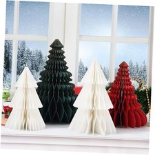 4pcs Christmas Decorations Folding Christmas Honeycomb Paper Tree 3D Xmas