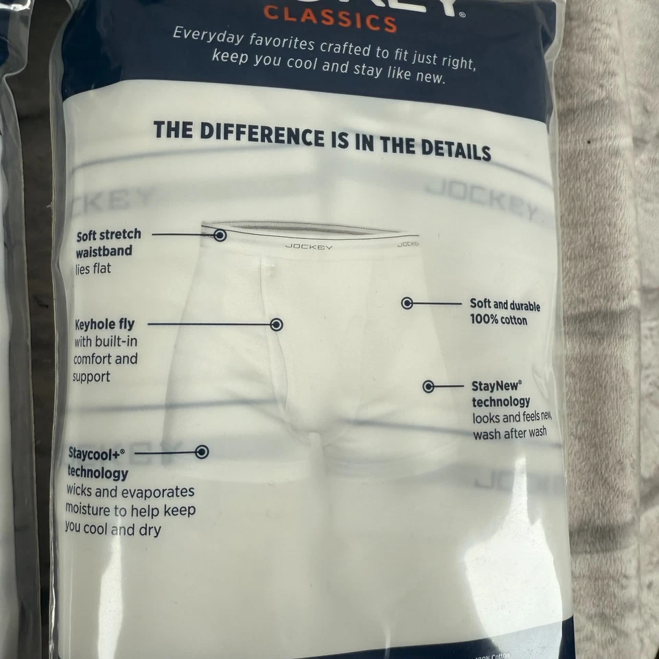 Lote De 9 Calzoncillos Boxer Clásicos Jockey Tiro Completo Ropa Interior Para Hombre Medianos 32 34 Blanco Foto 4 de 4