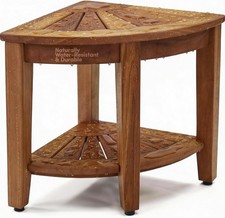 The Original 15.5 Kai Corner Teak Shower Bench with Shelf