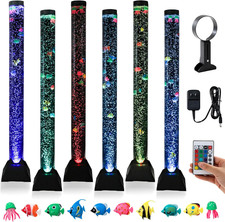 Large 4FT Sensory Fish Water Bubble Tube Floor Lamp Fake Aquarium Tank with 10 F
