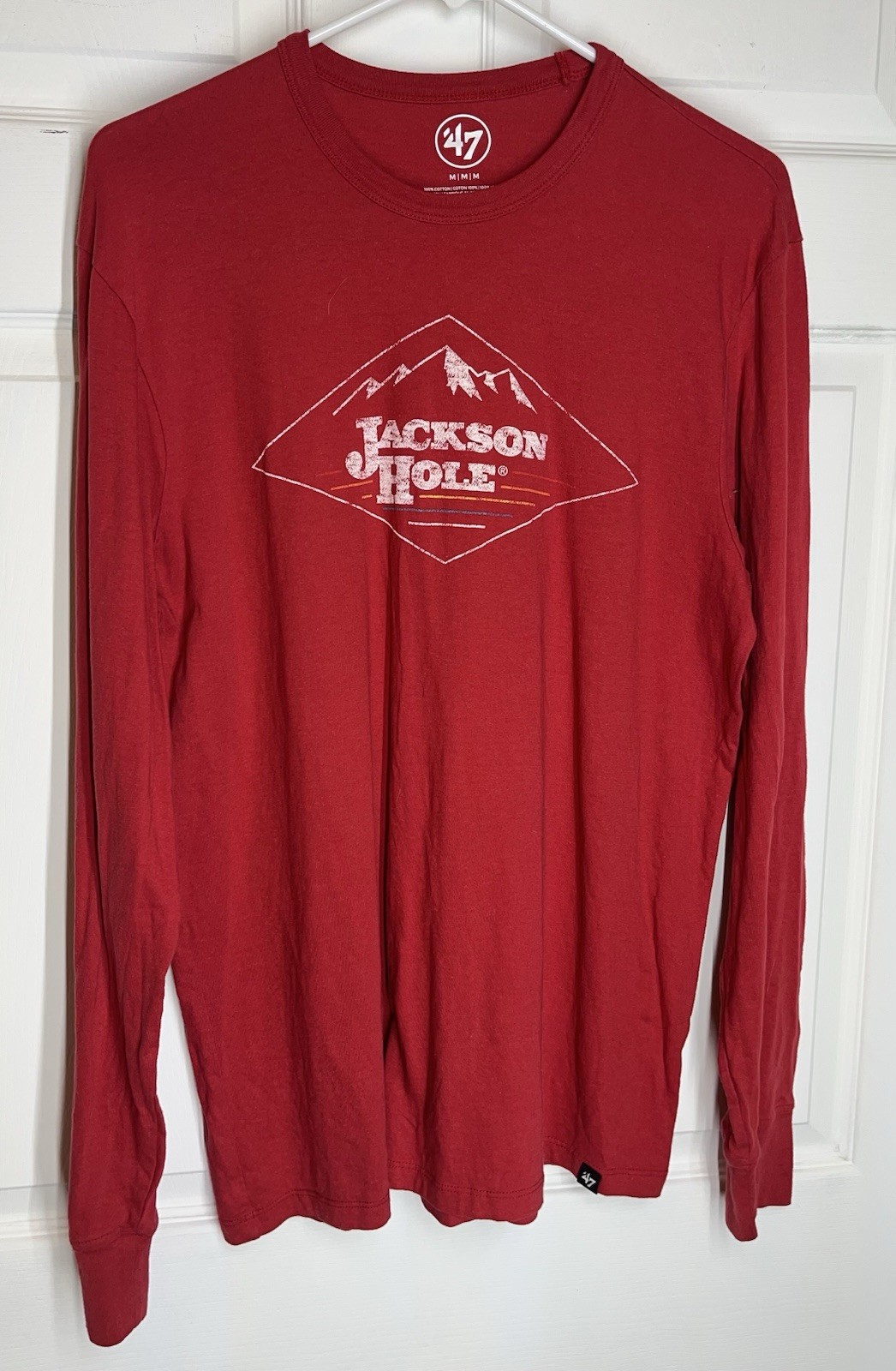 47 Brand Jackson Hole Wyoming Long Sleeve T-Shirt Crew Neck Red Men’s Medium