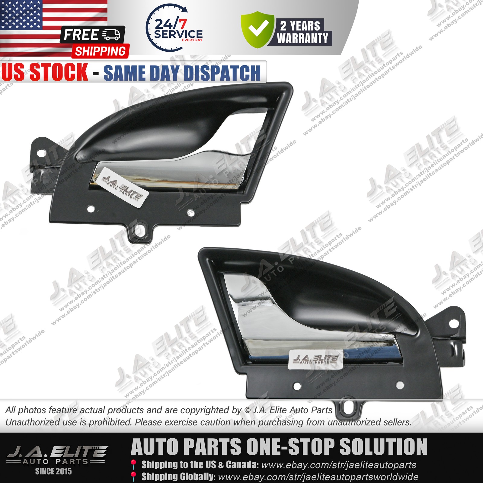 2pcs Left & Right Inner Door Handle (Black) fit Maserati GranCabrio GranTurismo