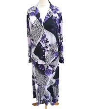 Michelle Hope Skirt & Blouse Set Purple & Black 14/16 BNWT Charity Sale