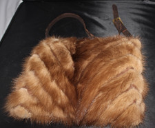 VTG Genuine Mink Fur Muff / Hand Warmer w/Zipper side pocket READ 