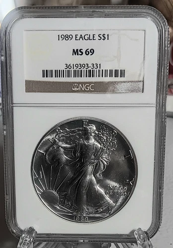 1989 NGC MS69 American Silver Eagle **Brown Label** Deep Luster! 393-331