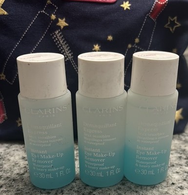 3-pc Clarins Instant Eye Make-Up Remover - 1oz bundle heavy&waterproof remover
