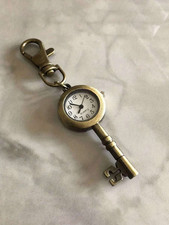 Key Shape Pocket Watch Vintage Bronze Keychain,Novelty Quartz Watch