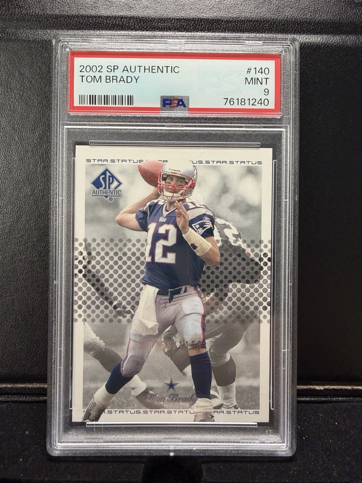 2002 Upper Deck SP Authentic Star Status Tom Brady #140 PSA 9 /1150 Patriots