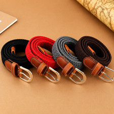 Elastic Woven Canvas Skinny Waist Belt for Jeans & Dresses