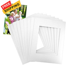 QWORK12x16 Picture Mats Cut for 8x10 Photo, 10 Pack White Double Mat Picture...