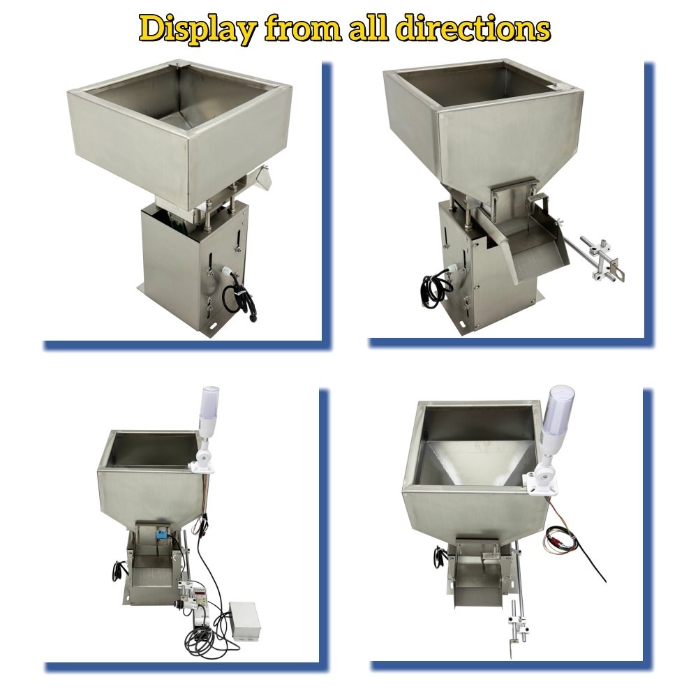110V Auto Vibrating Feeder w/Square Silo Stainless Steel Vibratory Bowl Feeder