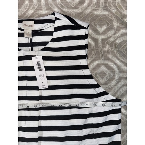 Chico’s Thick Knit Graphic Striped Tunic Vest Size 2 Casual NWT - Picture 4 of 8