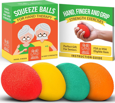 Squeeze Balls for Hand Therapy - Set of 4-Hand Exercise Balls for Arthritis & Ca