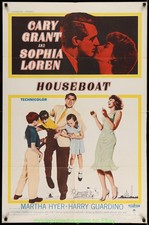 HOUSEBOAT MOVIE POSTER Original Folded VF 1958 SOPHIA LOREN CARY GRANT