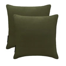 Olive Green Satin Throw Pillow Covers, Pack of 2-Dark Olive Green Slub Satin